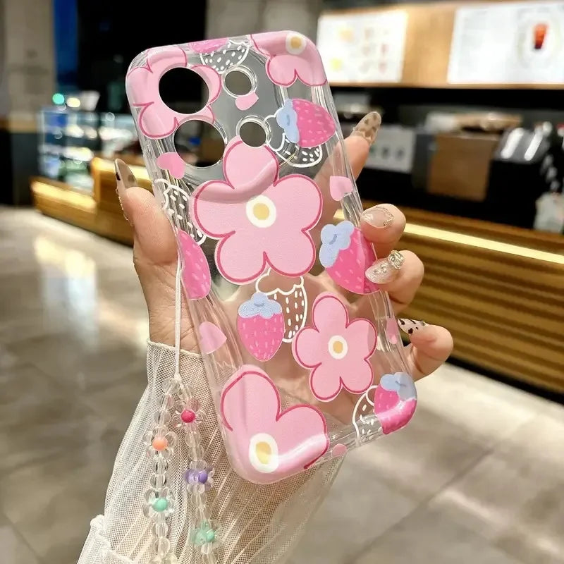 Butterfly Flower Wrist Strap Case For Samsung Galaxy S26 Ultra S25 FE Plus A57 A37 A17 A07 A06 A05 A04 A04E A12 A13 A32 A33 A23