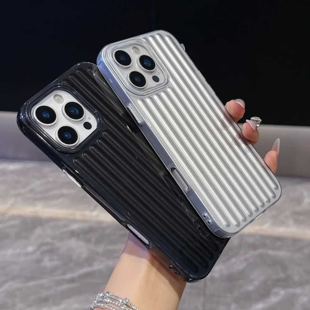 Vertical 3D Stripe Frosted Bumper Case For iPhone 17 Air 16 15 14 Pro Max Plus 13 12 11 Shockproof Soft TPU Luxury Phone Cover