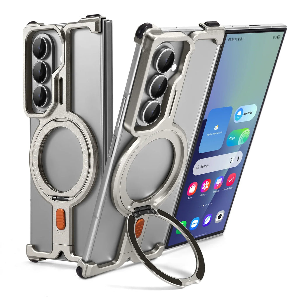 Oatsbasf Magnetic Phone Case for Samsung Galaxy Z Fold 7 with 360°Rotatable Ring Stand for Magsafe Wireless Charging Frameless