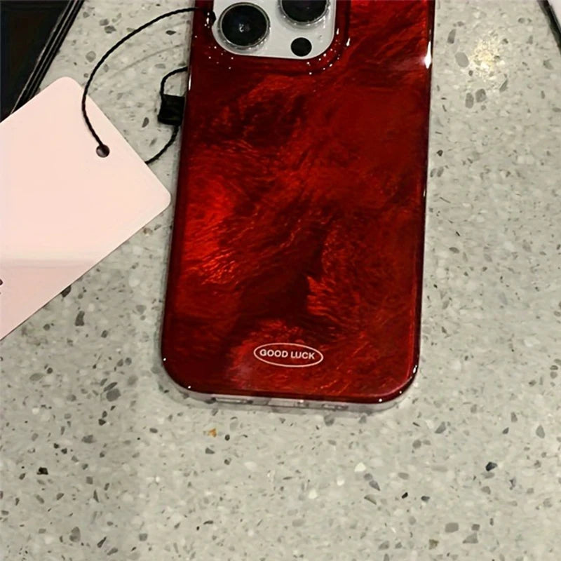 Retro Red Amber Glacier Texture Phone Case For iPhone 17 16 15 14 13 12 11 Pro Max Air Cover For iPhone XS X XR 7 8 Plus Fundas
