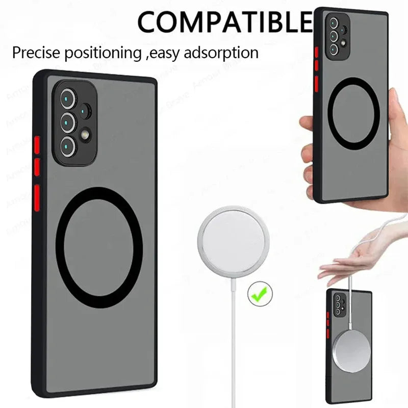For MagSafe Magnetic Solid Color Soft TPU Frame Matte Translucent Phone Case For Samsung S26 Ultra S24 S22 S23 S25 Ultra Plus