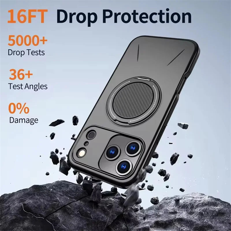 360° Magnetic Bracket Phone Case For iPhone 17 16 15 14 13 12 11 Pro Max Air 5G For Magsafe Shockproof Stand Holder Cover Funda