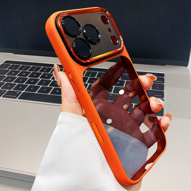 High-end Metal Camera Ring Case for iPhone 17 Pro Max，17 Pro，Smoke Black Translucent Cover with Acrylic Military Shockproof