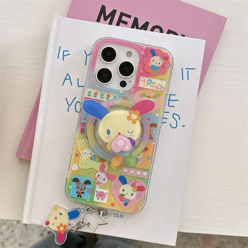 Rainbow Rabbit dopamine bunny art Phone case For magsafe iPhone 17 16 15 14 13 Pro Max Case Cute Luxury Cartoon shockproof Cover