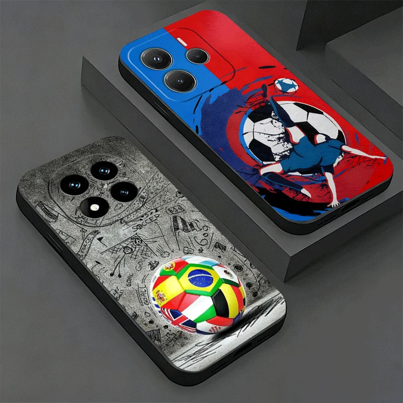 Football Soccer Ball Design Phone Case For Xiaomi Redmi Note 13 14 15 Pro Plus 12S 11S 4G 11T 5G 10S 11E Pattern Customized Cove