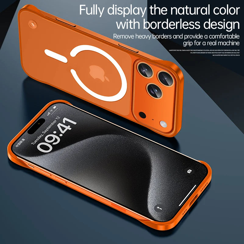 For iPhone 17 Pro Max Air Frameless Magnetic Frosted Case For Magsafe Wireless Charging Shockproof Matte Transparent Phone Cover