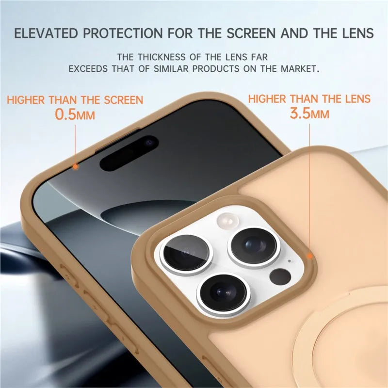 Matte Metal Ring Magnetic Phone Case for Magsafe IPhone 11 12 13 14 15 16 17 Air Pro Max Plus 17Pro KickStand Holder Cover