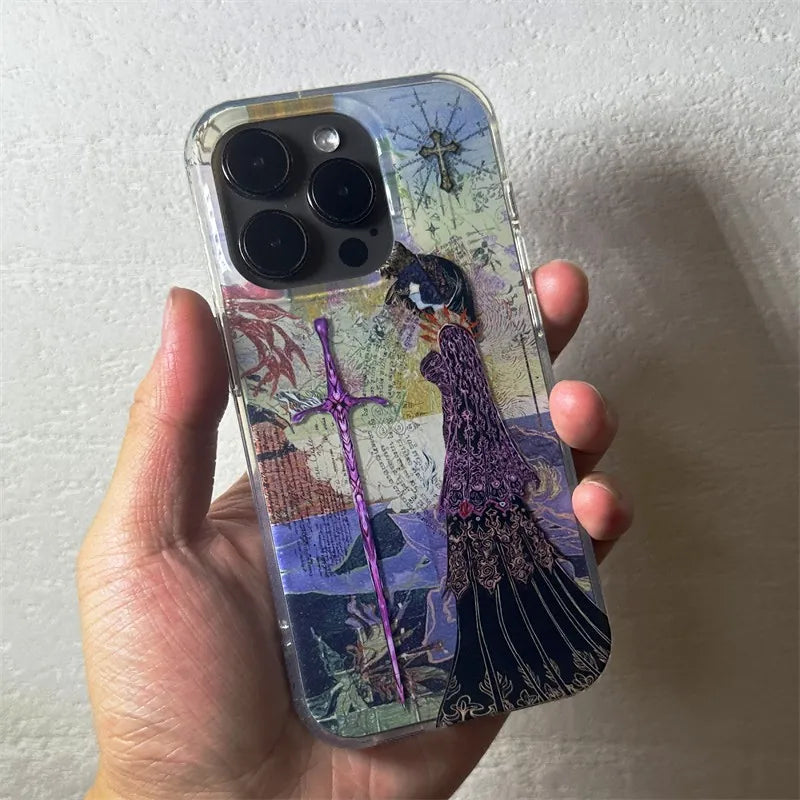 Retro Angel Cross Feather Texture Phone Case for Huawei Honor X9d X7d 400 200 X6a X8b X7a X9a X7b X8a Smart Plus Lite Pro 4G 5G