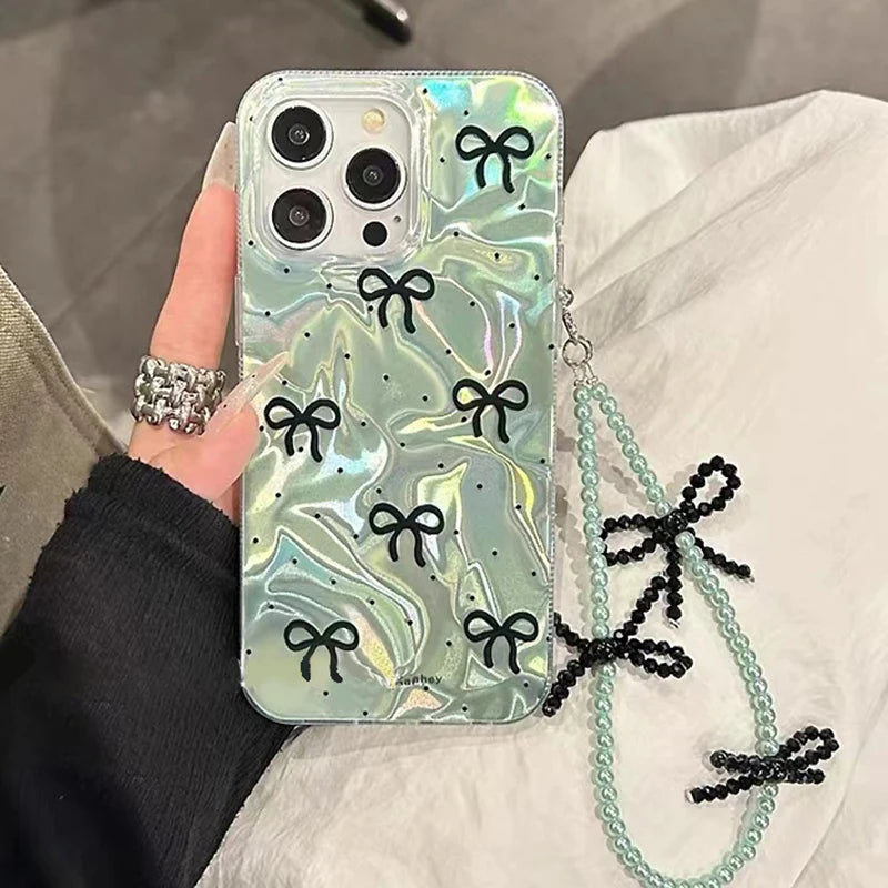 Butterfly Bowknot Pearl Flash Case For Vivo Y19S Y16 Y17S Y36 Y58 Y51S Y53S Y15S Y18 Y21 Y27 Y02S Y03 Y28 Y33S 4G Pendant Cover