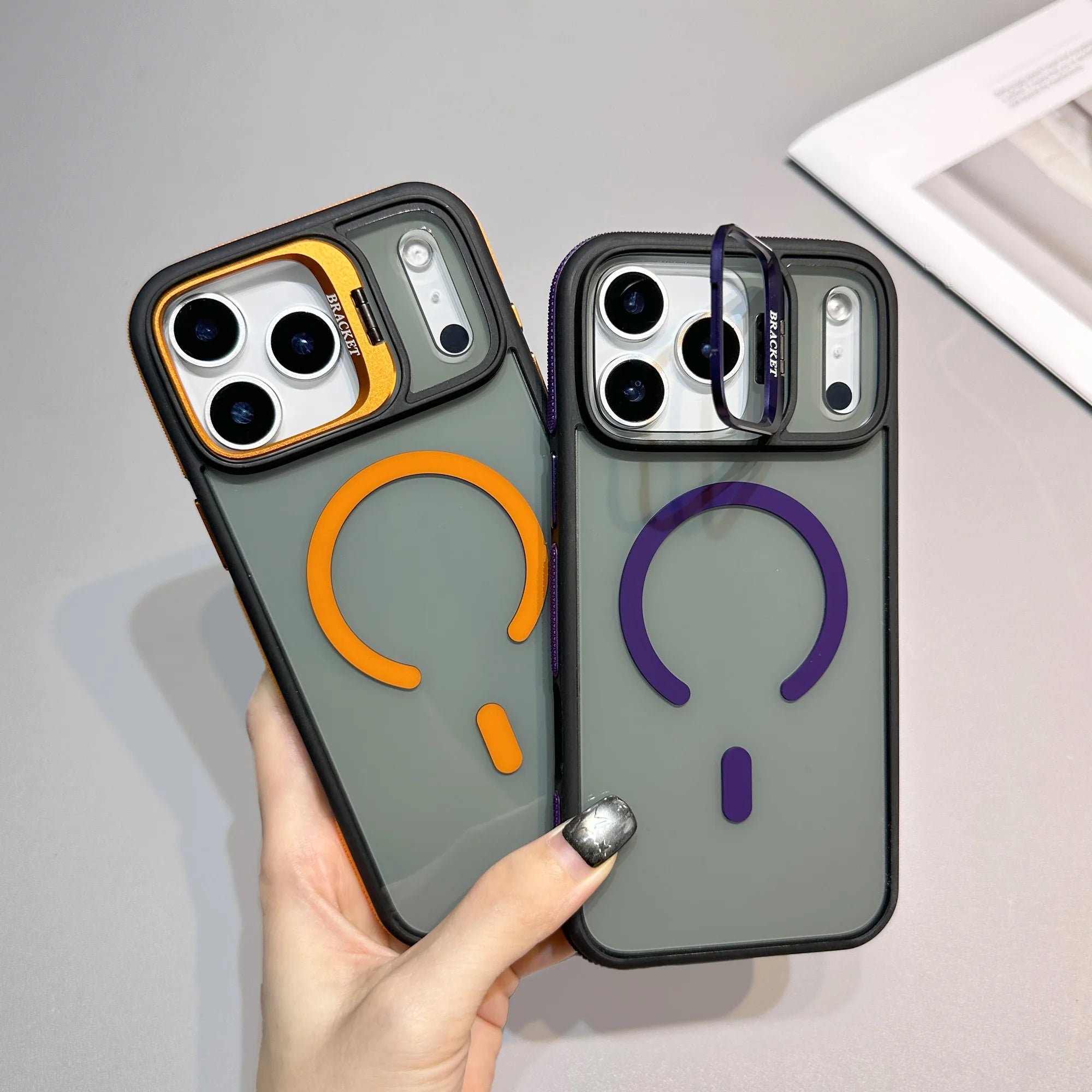 Luxury Matte Transparent For Magsafe Kickstand Stand Phone Case For iPhone 17 16 15 14 Plus 13 12 11 Pro Max Air Magnetic Cover