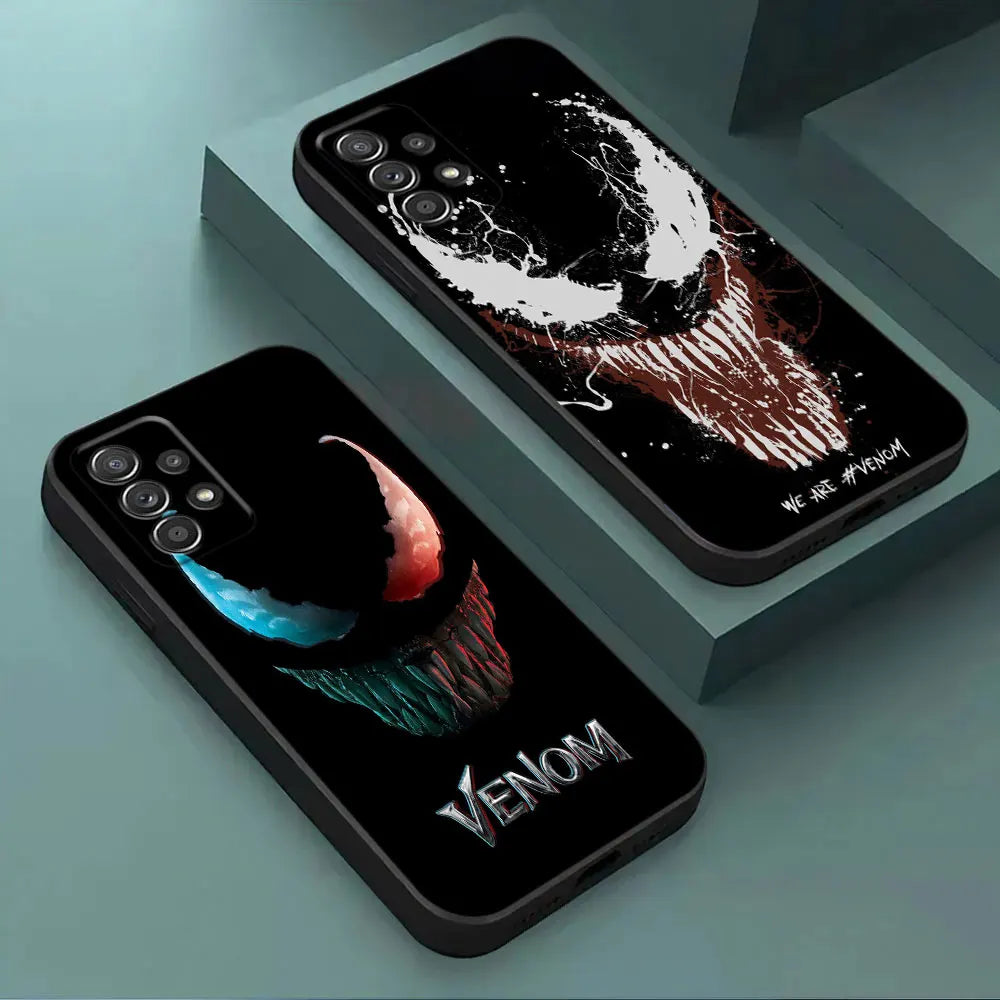 Marvel Black VENOM Phone Case For Samsung Galaxy A17 A57 A37 5G A07 A55 A54 A34 A35 A25 A15 A56 A36 A26 A16 A06 Back Cover Shell