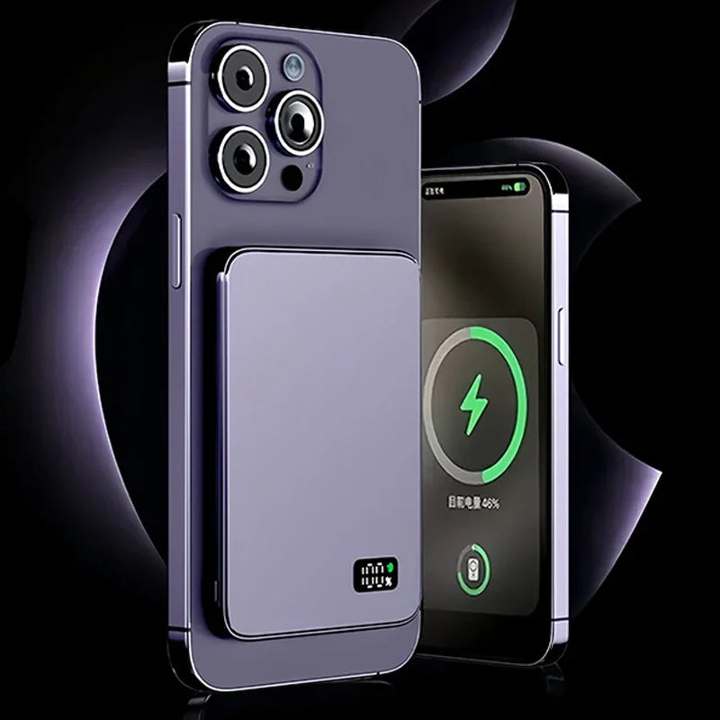 New Ultra Thin Power Bank for MagSafe,Magnetic Wireless Fast Charging LED Display Portable Battery for IPhone Samsung Phone