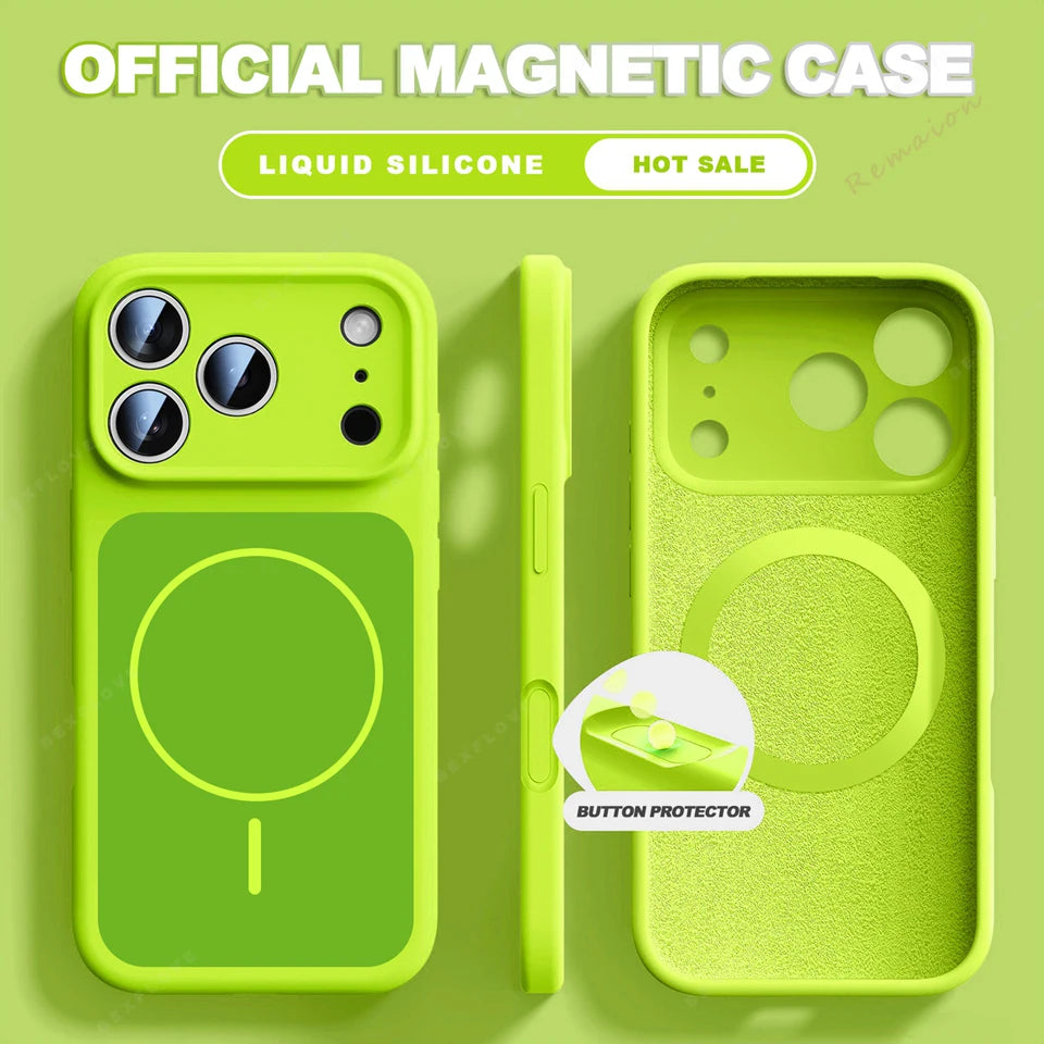 New Official Liquid Silicone Magnetic Phone Case For iPhone 17 Air 14 15 16 Plus 13 17 Pro Max For Magsafe ShockProof Soft Cover