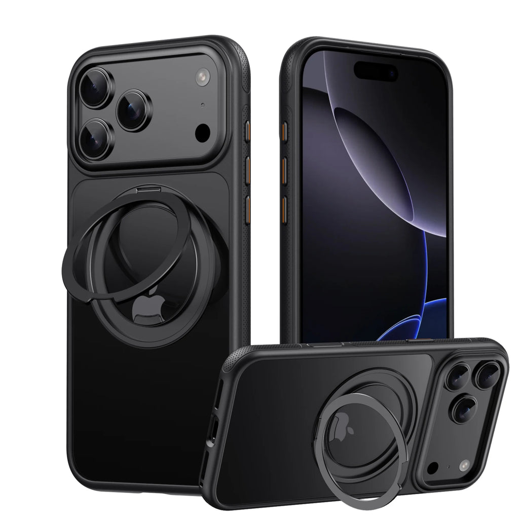Dot Matrix Gear Decompression 360 Piovt Case For iPhone 17 Pro Max 16e 16 15 14 13 Pro Max Magnetic Bracket With Damping Sound