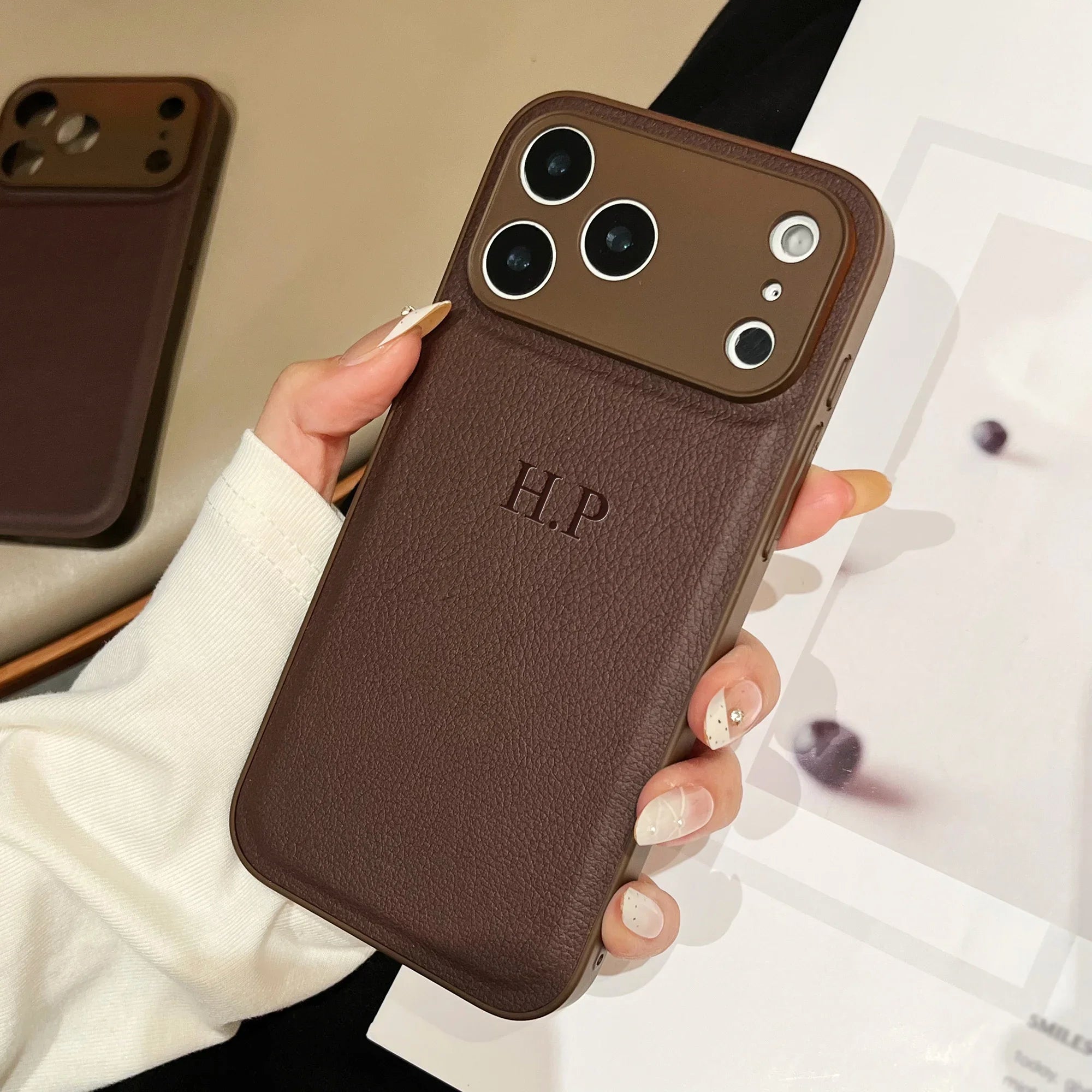 Personalized Phone Case For iPhone 17 16 15 14 13 12 11 Pro Max Plus 17Air Luxury PU Leather Customized Initials Name Gift Cover