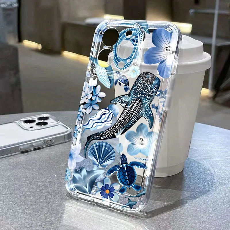 Cute Ocean Animal Whale Turtle Phone Case For Xiaomi 15T Pro POCO X7 X6 X5 X4 X3 M7 F5 Pro F7 F5 F3 M3 Mi 11 Lite 5G NE 11T Pro