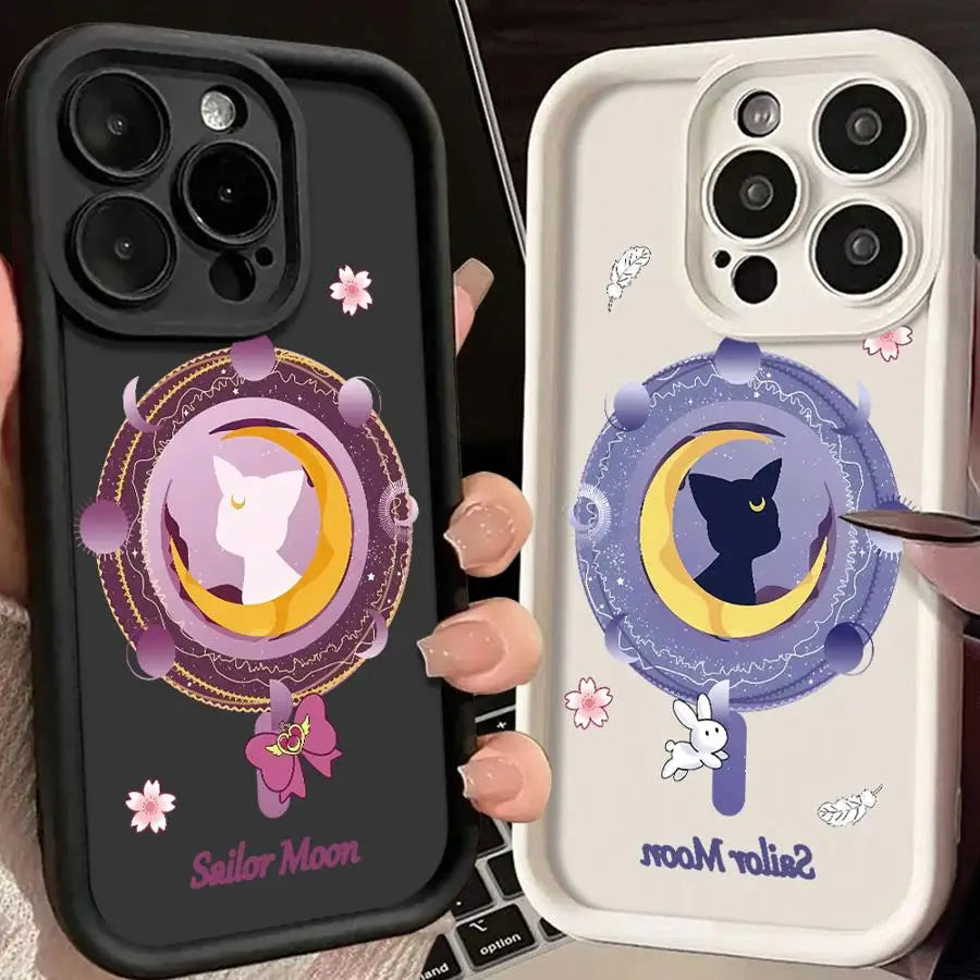 Phone Case for iPhone 17 Air 13 12 11 Pro Max 15 16 14 Plus XS Max 16e XR Soft Cover Sailor Moon Cat Manga