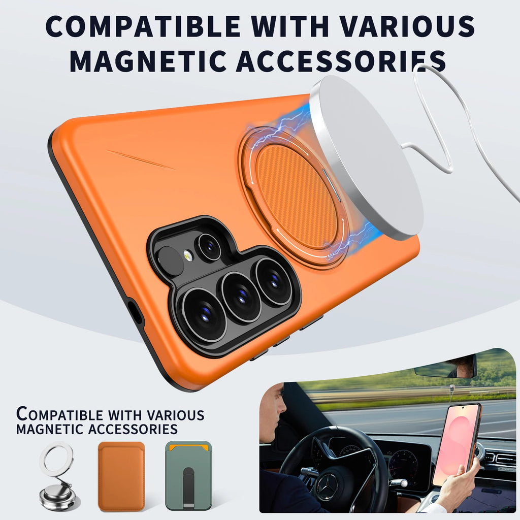 360° Magnetic Bracket Phone Case for Samsung Galaxy S26 Plus S24 S23 Ultra S25 FE A57 A37 A17 A56 A26 A36 A16 for Magsafe Cover