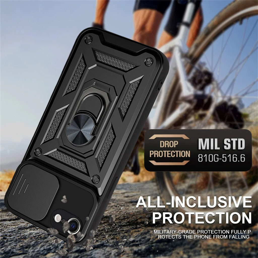 Anti-Scratch Military Grade Armor Case For iphone 7 8 6 6s Plus SE 2020 Phone Magnetic Ring Camera Lens Holder Cover