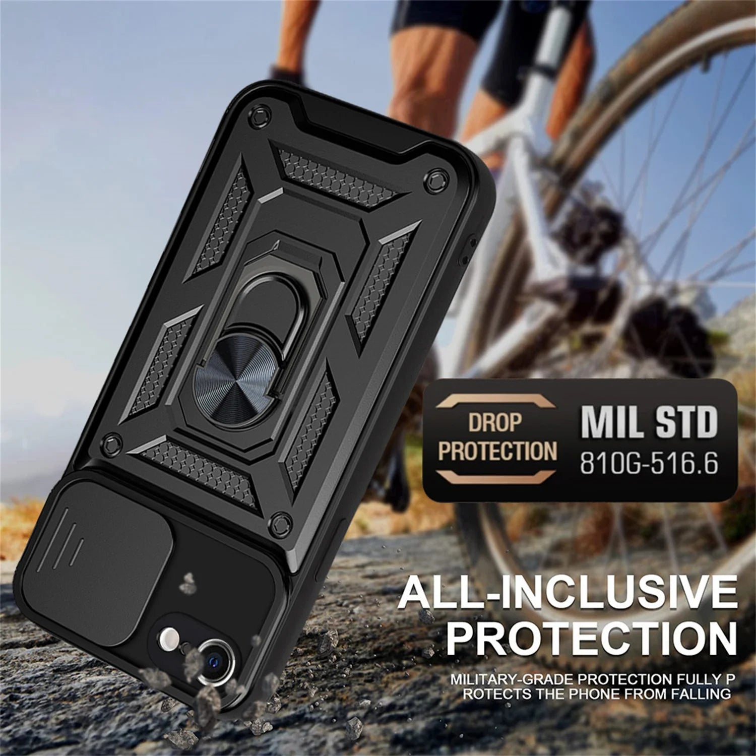 Anti-Scratch Military Grade Armor Case For iphone 7 8 6 6s Plus SE 2020 Phone Magnetic Ring Camera Lens Holder Cover