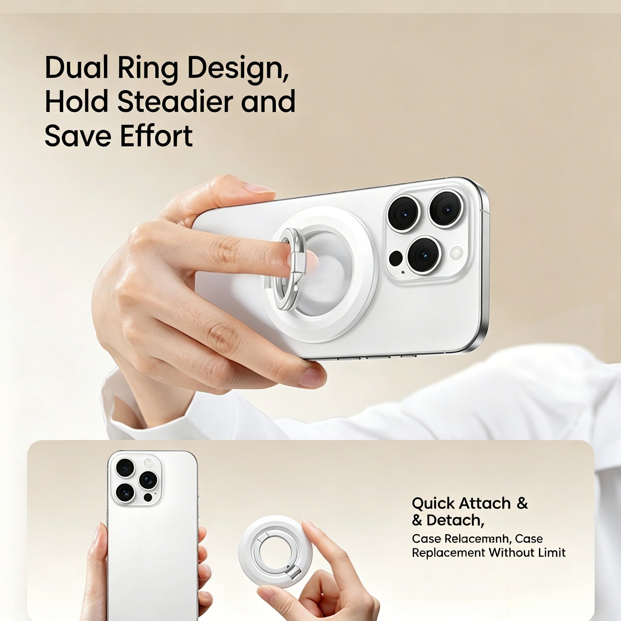For MagSafe Double Sided Magnetic Phone Holder Multifunctional 360° Rotating Foldable Portable Desktop Ring Magnetic Holder