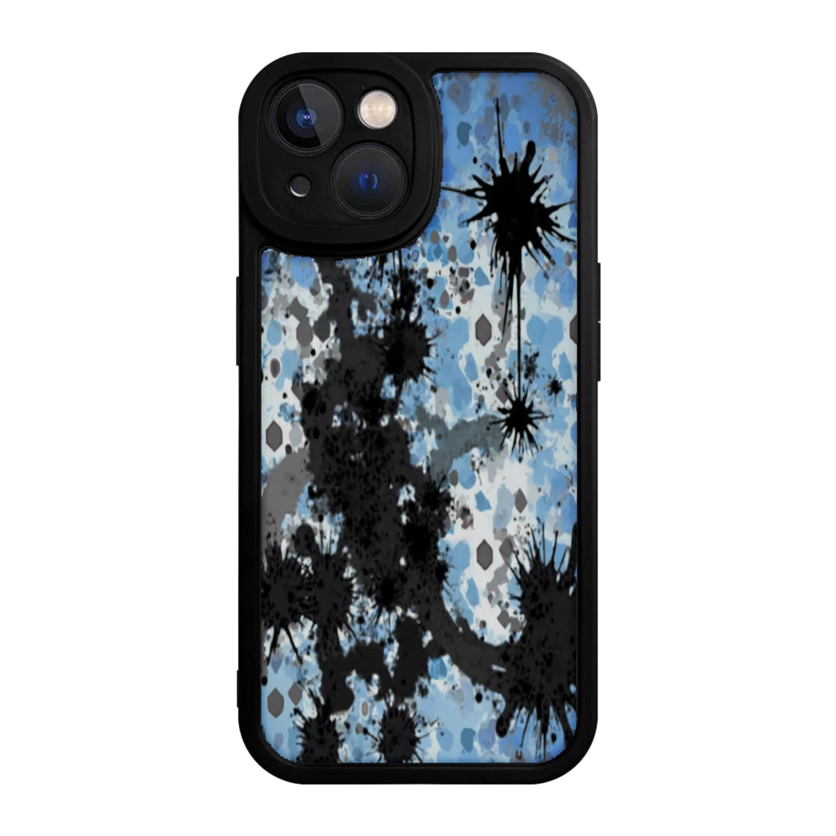 Phone Case Black Blue Abstract Splash Pattern For Iphone X To Iphone 16 Pro Max Outdoor And Daily Use