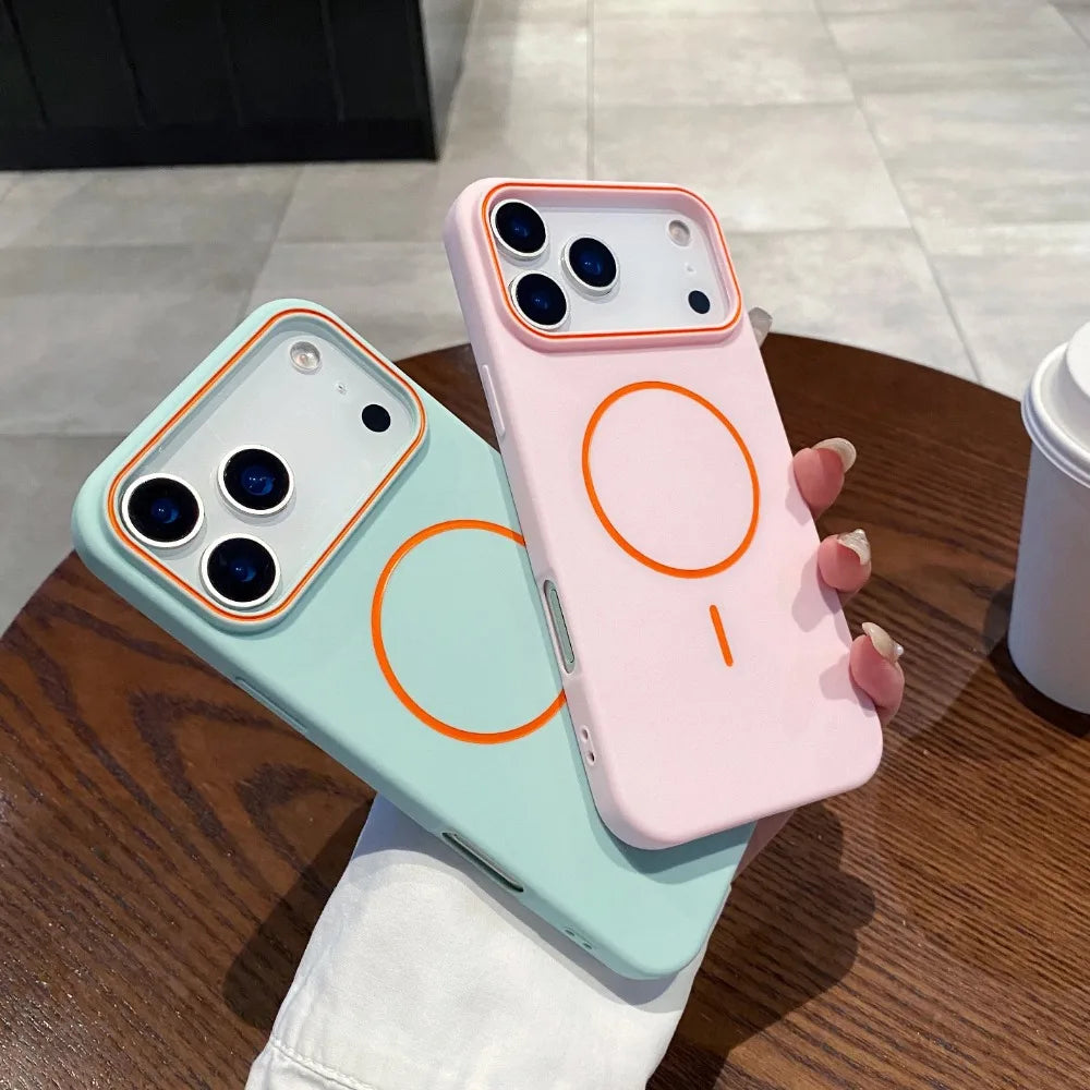 Ultra Thin Matte Simple Magnetic Phone Case for IPhone 17 Pro Max 16 15 14 13 12 for Mag-safe Wireless Charging Protect Cover