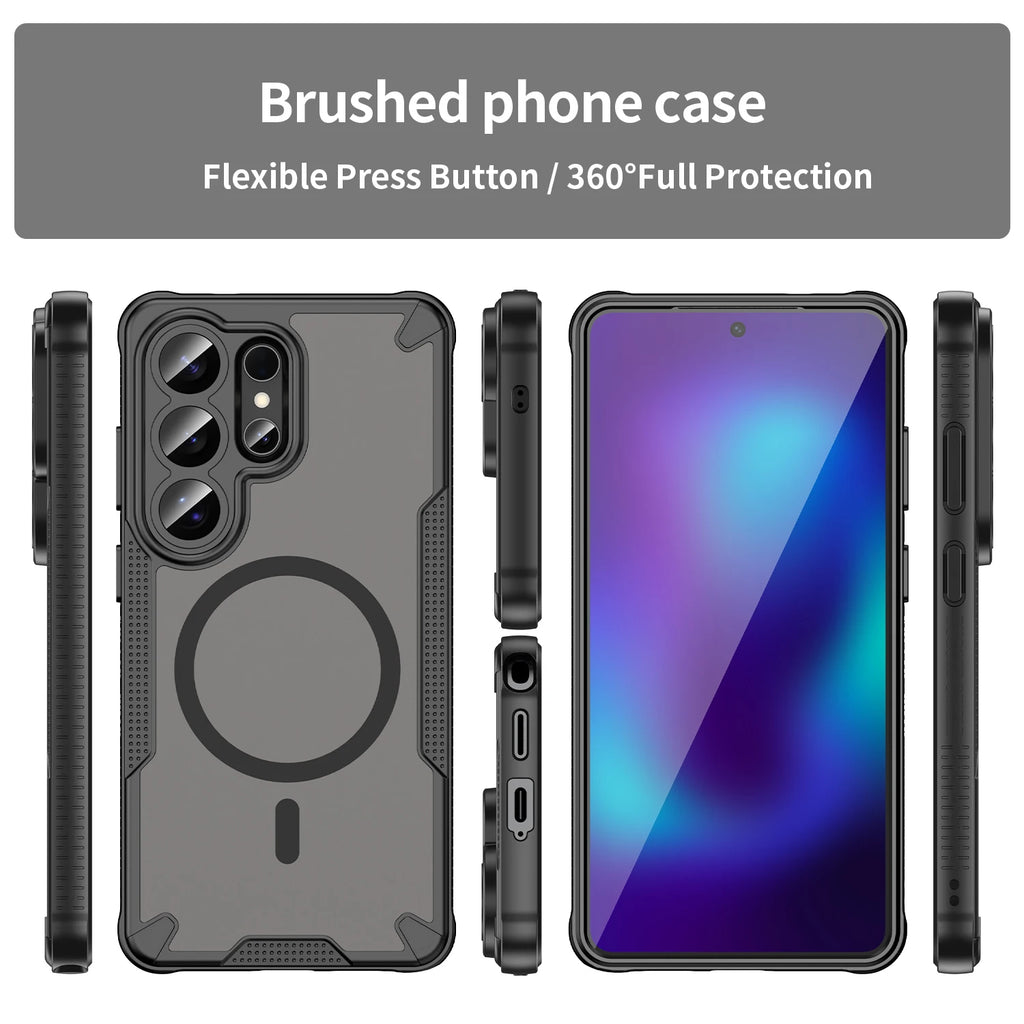 Matte Translucent Magnetic Case for Samsung Galaxy S26 S25 Ultra S24 FE S23 S22 Plus S26Ultra Magsafe Mac Safe Armor Phone Cover