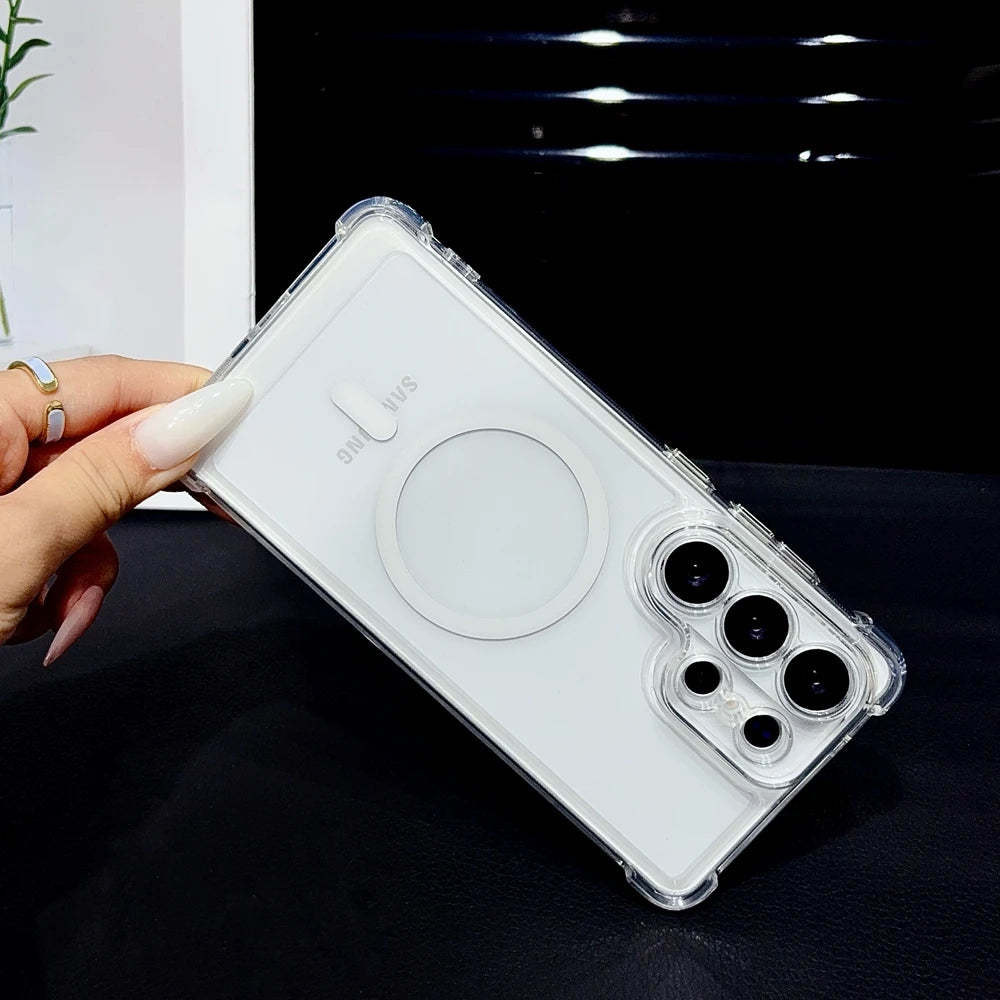 for Magsafe Airbag Shockproof Case for Samsung S26 S25 S24 S23 Ultra Plus S22 S21 FE A57 A56 A35 A05s A54 Clear Magnetic Cover