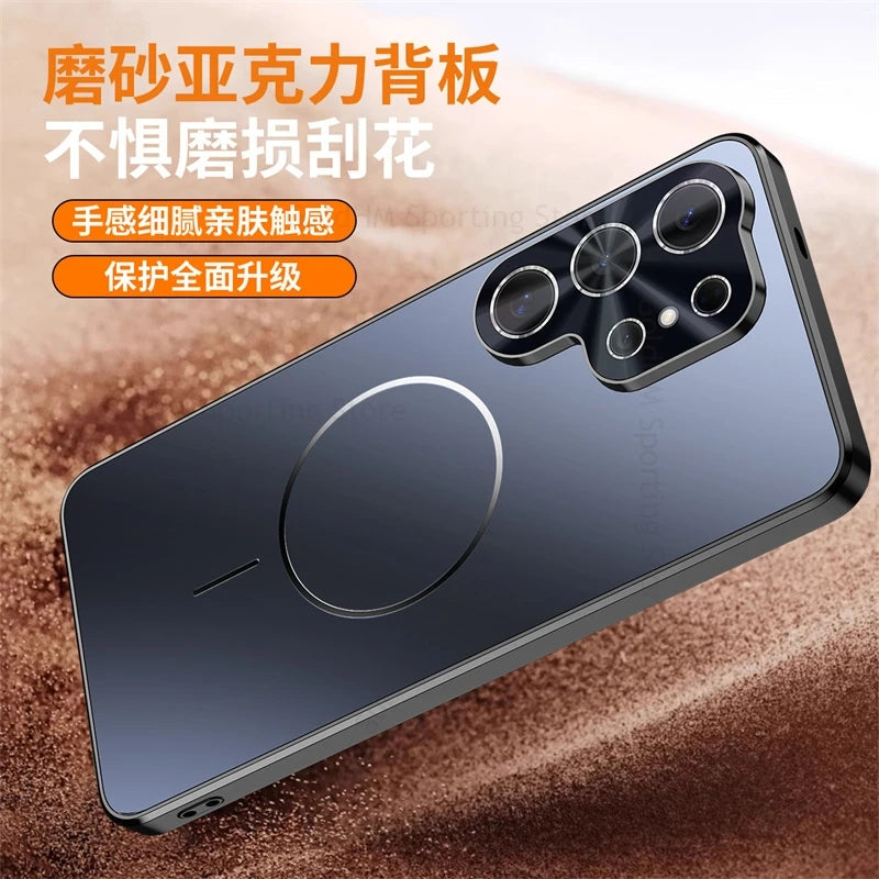 For Magsafe Laser Plating Phone Case For Samsung S26 Ultra 5G Magnetic Electroplating Matte Cover For Galaxy S25 Ultra S26 Plus