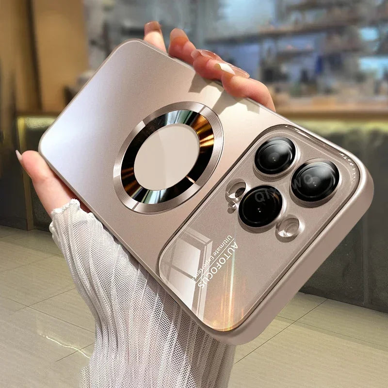 AG Matte Lens Glass Protect Magnetic Case For iPhone 17 16 11 12 13 14 Plus 15 Pro Max 17Air For Magsafe Wireless Charge Cover
