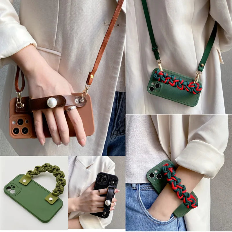 Diy Cute Wrist Band Crossbody Chain Handbag TPU Phone Case For Samsung Galaxy S25 Ultra S23 ultra Case S21 S22 S20 Plus note20