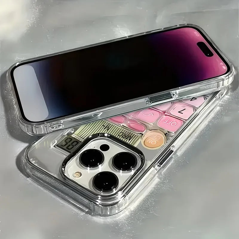 Space Neon Calculator Pattern Phone Case For iPhone 17 16 Pro Max 16E 17E 15 14 13 12 11 X XR XS 7 8 Plus Air Shockproof Cover