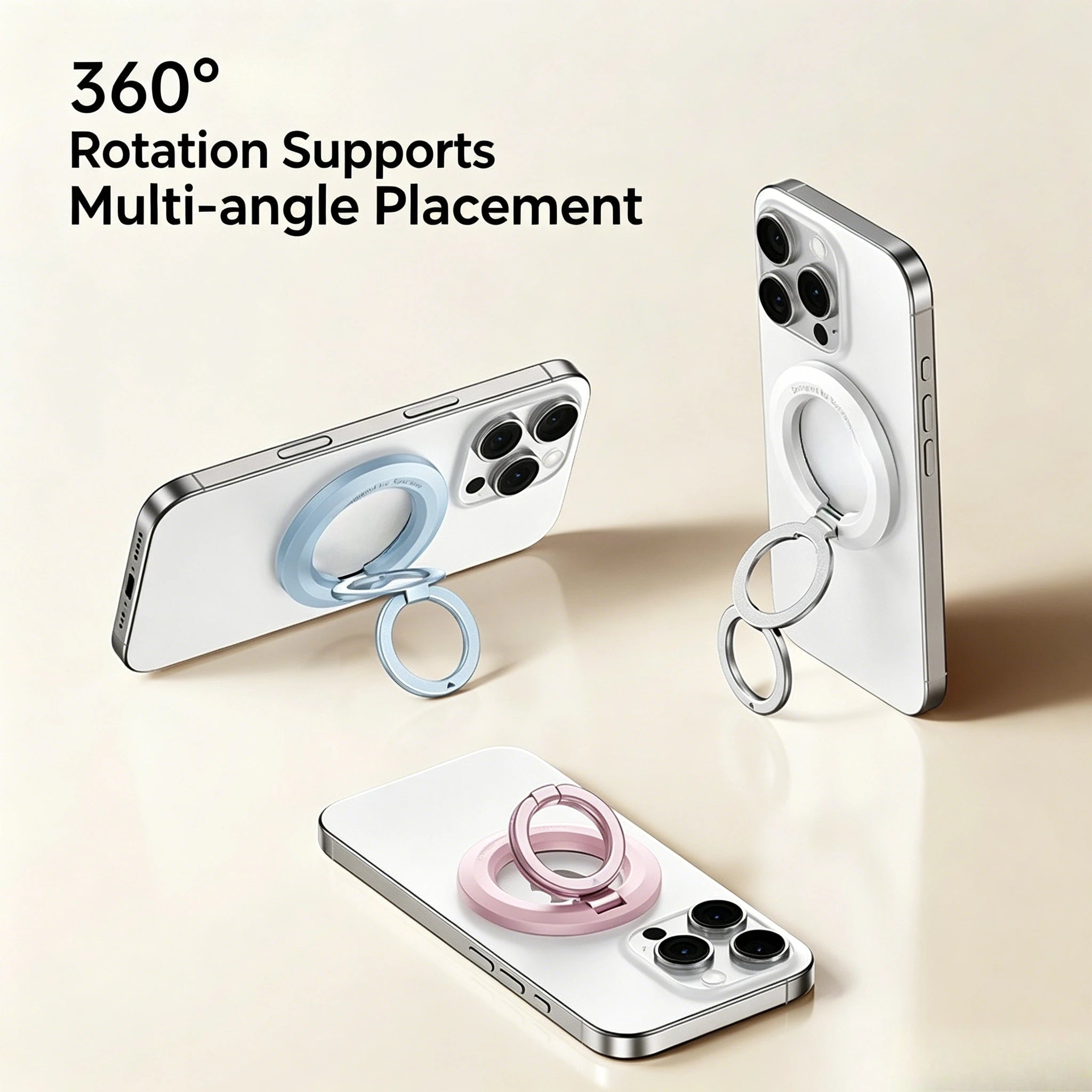For MagSafe Double Sided Magnetic Phone Holder Multifunctional 360° Rotating Foldable Portable Desktop Ring Magnetic Holder