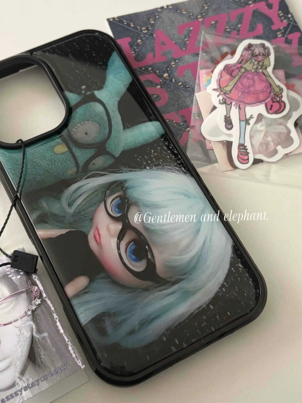 Japanese Korean Ins Style Blythe Dark Girl Phone Case For IPhone 17 16 15 14 13 12 11 Pro Max Air Plus Resin Casting Y2K Cover