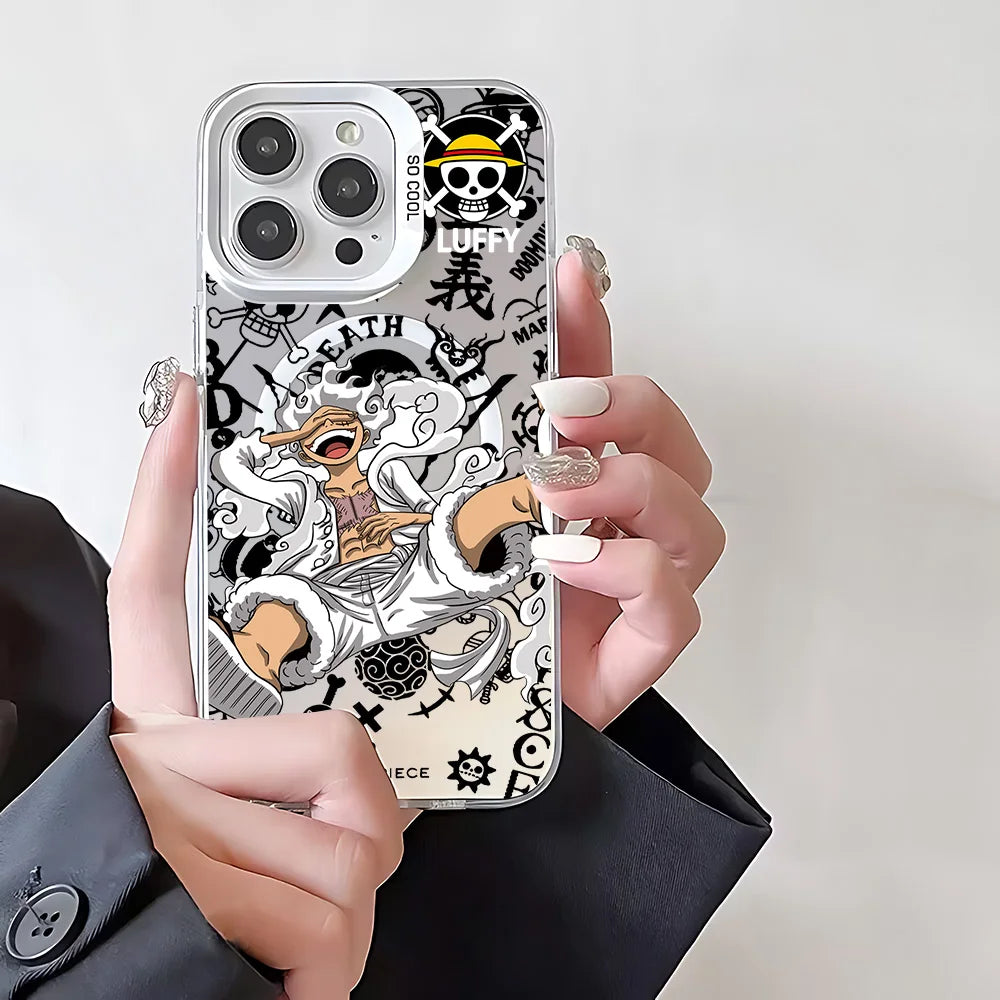 Anime O-Ones Pieces Luffys Zoros Magnetic Case for Samsung S25 S24 S23 S22 S21 S20 FE Plus Ultra 5G Soft Silver Plated Cover