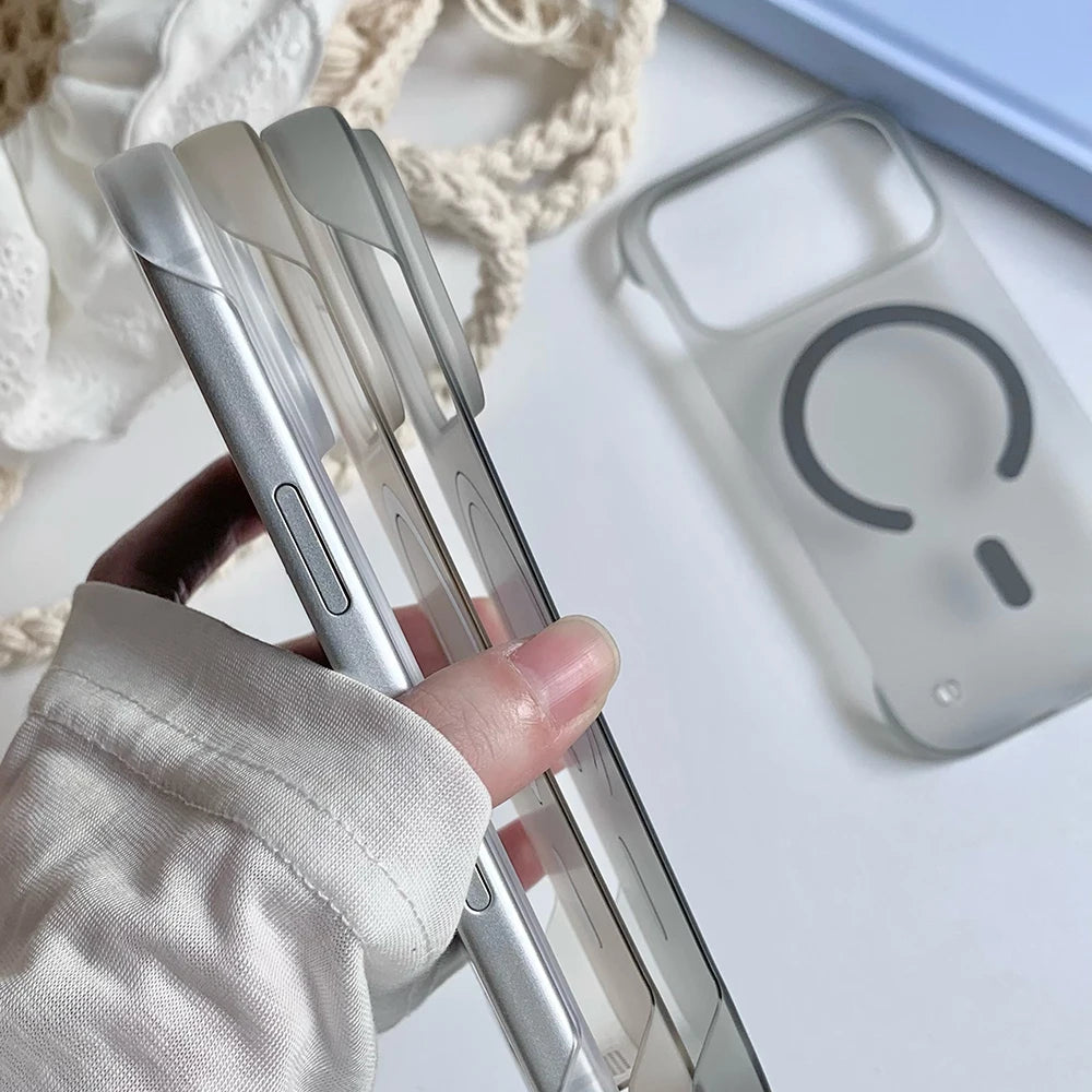 Frosted Hard Frameless Magnetic For Magsafe Case For iPhone 17 Air 16 15 14 Plus 13 12 11 17 Pro Max Translucent Thin Back Cover