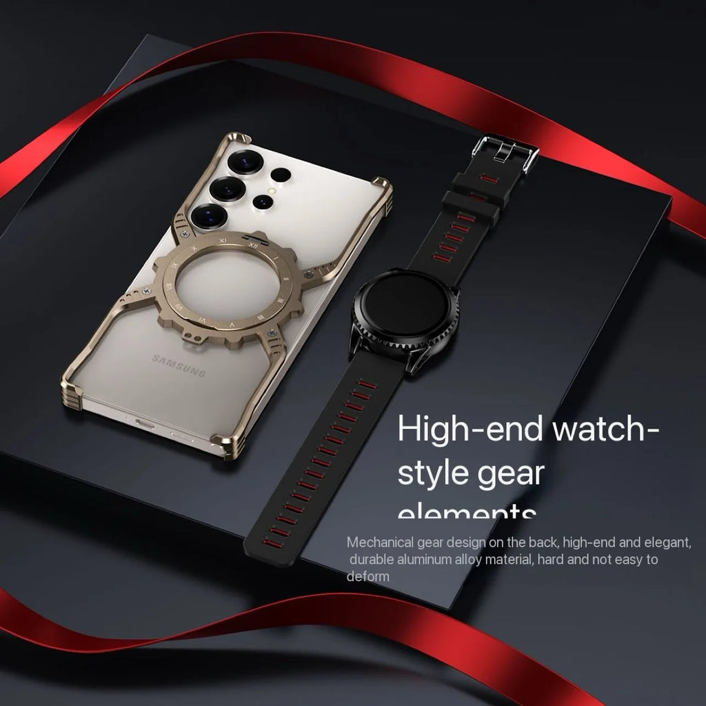 X mechanical gear phone case For Samsung Galaxy S26 S25 S24 S23 Ultra with Stand 360° Rotation Magsafe Bumper Protective Cover