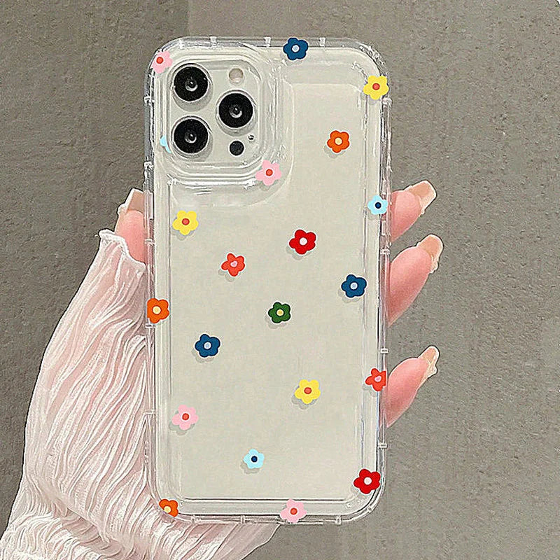 Small Flower Stars Soft Case For iPhone 17 16 16e 14 13 12 Mini 11 15 Pro Max X XR XS 13Pro 17 Air Anti-drop Airbag Cover Funda