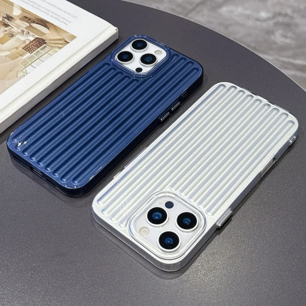 Vertical 3D Stripe Frosted Bumper Case For iPhone 17 Air 16 15 14 Pro Max Plus 13 12 11 Shockproof Soft TPU Luxury Phone Cover