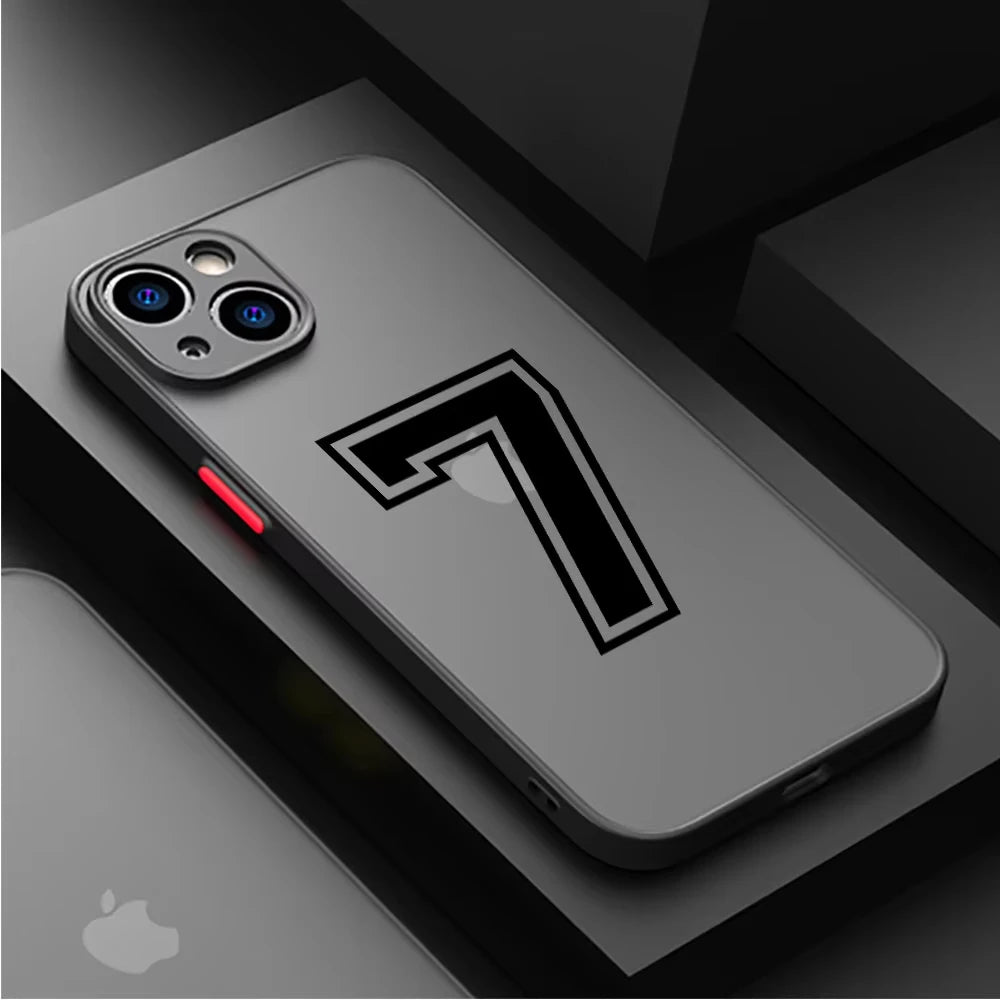 Case for iPhone 17 16 15 14 13 12 11 Pro Max X XS Max XR 17 Air Matte Cover Football Star Numbers Line Back Luxury
