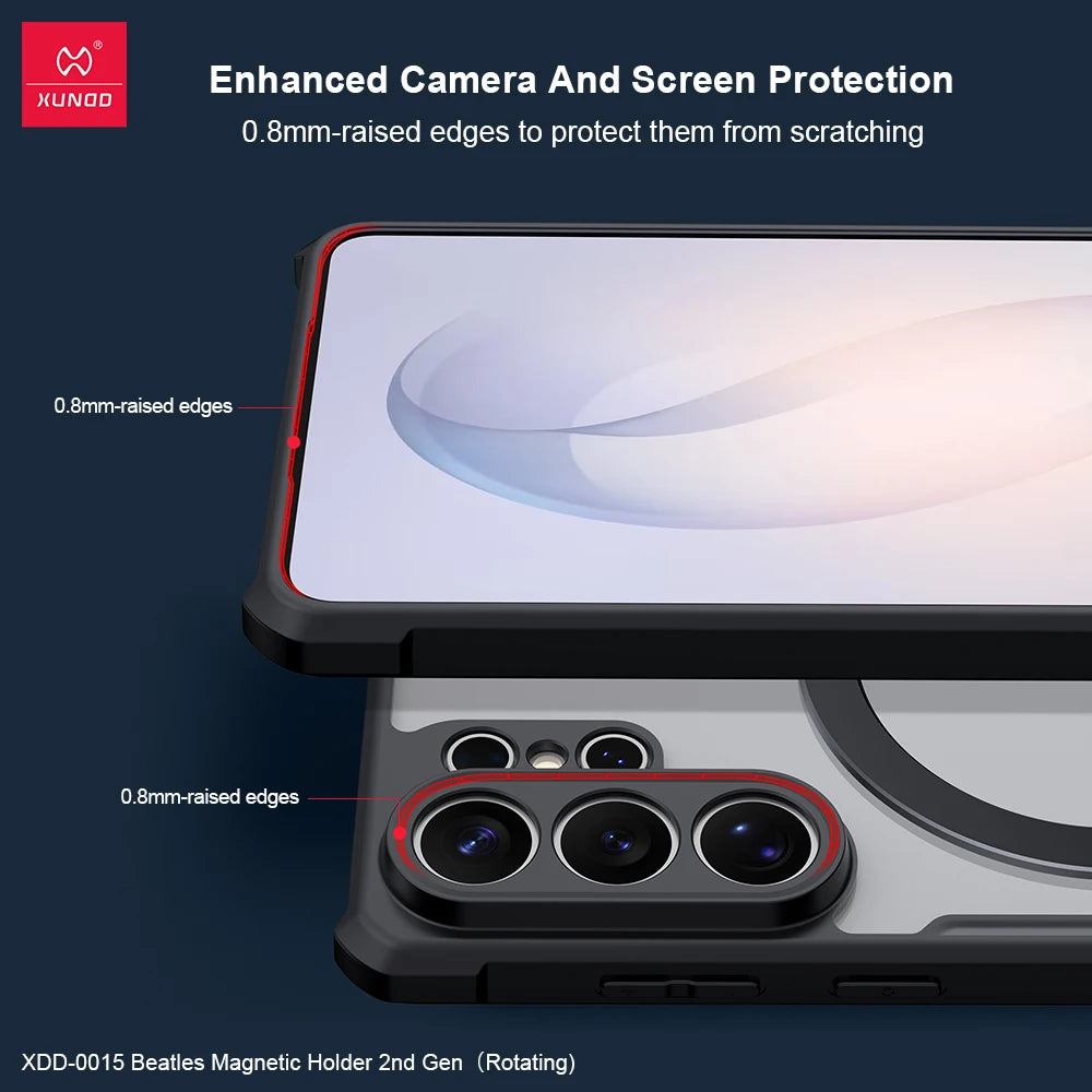 ‌Xundd For Samsung S26 Ultra S26 Plus Magnetic Holder Case - 360° Spin Stand with Airbag Shockproof & Lens Protection Funda