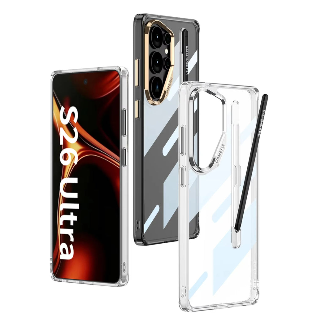 Airbag Corner Clear Hard Case for Samsung Galaxy S26 Ultra With Stylus Pen Soft Edge Plastic Cover For Galaxy S26 Ultra Case