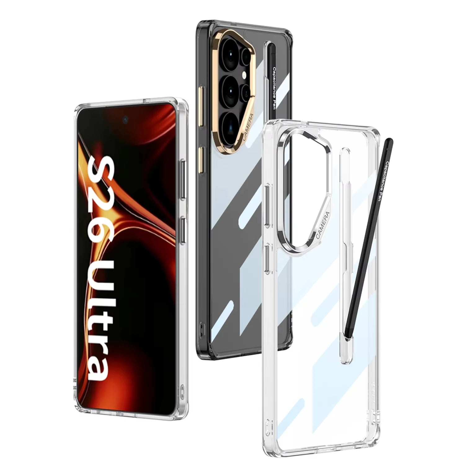 Airbag Corner Clear Hard Case for Samsung Galaxy S26 Ultra With Stylus Pen Soft Edge Plastic Cover For Galaxy S26 Ultra Case