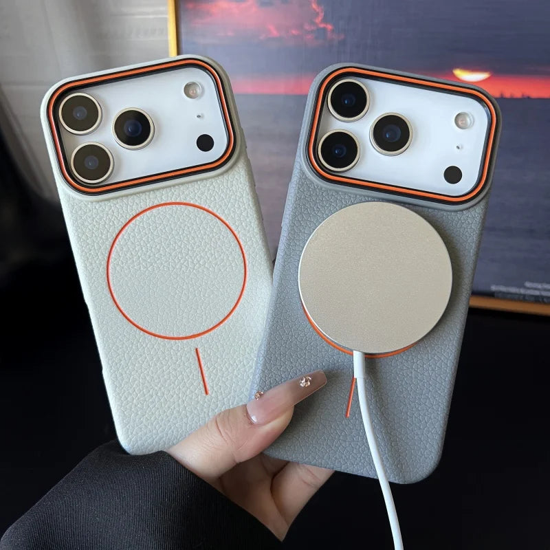 For Luxury Litchi Texture Silicone Magsafe Magnetic Phone Case For iPhone 17 Air 15 13 12 11 Pro Max Bumper On 16 Pro Max Cover