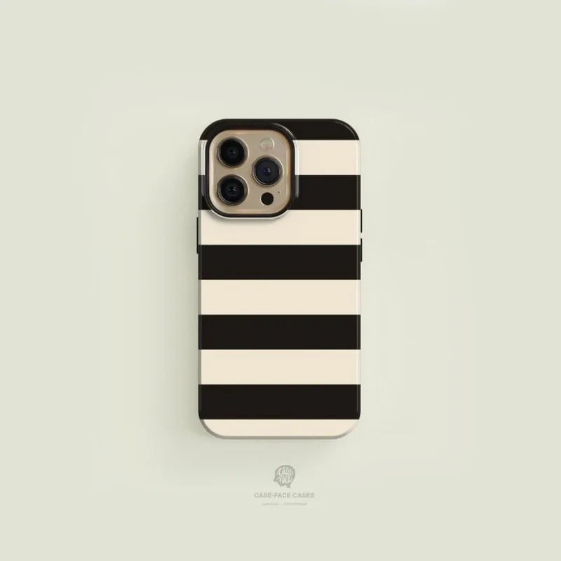 Striped Black with   Case For IPHONE 17 16ProMax 15 14 13 12 11 PRO Plus Acrylic TPU Two in one Magnetic Phone Cases