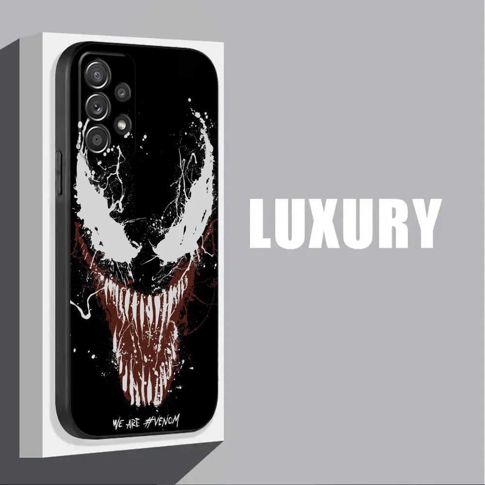 Marvel Black VENOM Phone Case For Samsung Galaxy A17 A57 A37 5G A07 A55 A54 A34 A35 A25 A15 A56 A36 A26 A16 A06 Back Cover Shell