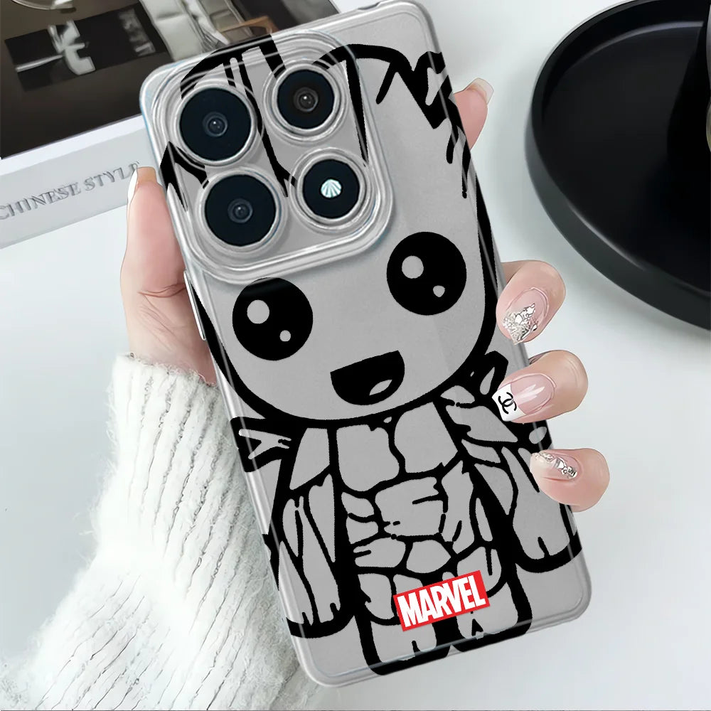 Case for Xiaomi Redmi Note 15 14 Pro Plus 12 12S 11S A4 11 Note 13 13C 14C 9 10 15Pro Soft Phone Cover Iron Spider Man Groot