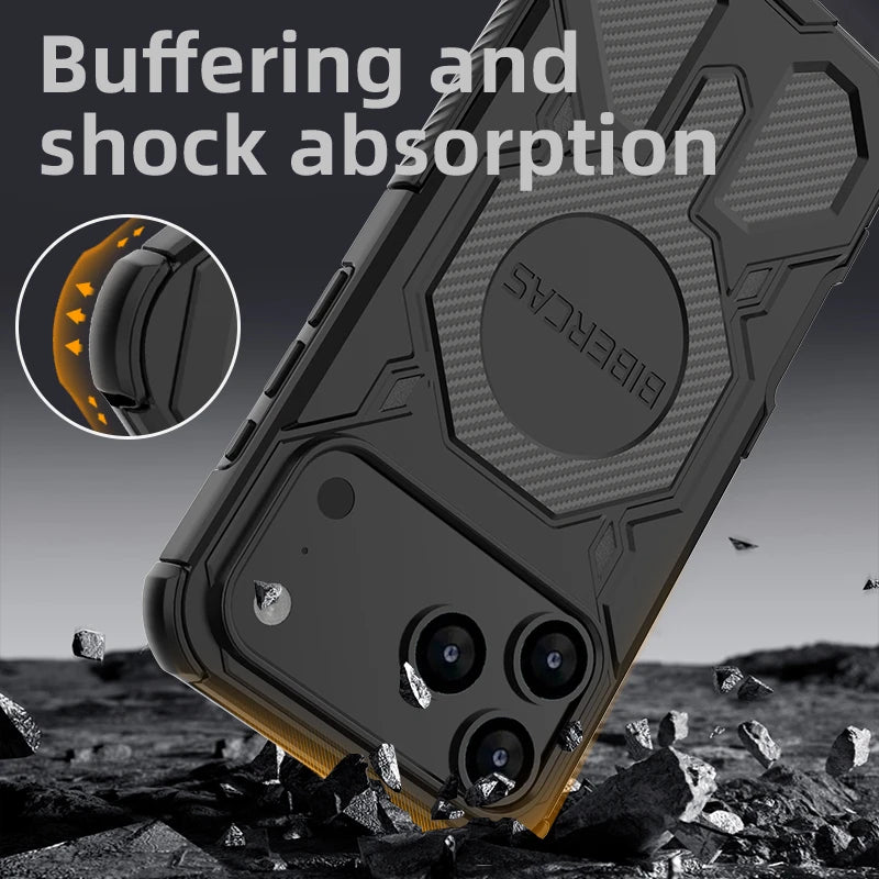 Heavy Duty Armor Magnetic Case for Magsafe IPhone 17 16 15 14 13 Pro Max 16E 17 Air Hard PC Shockproof Protection Cover