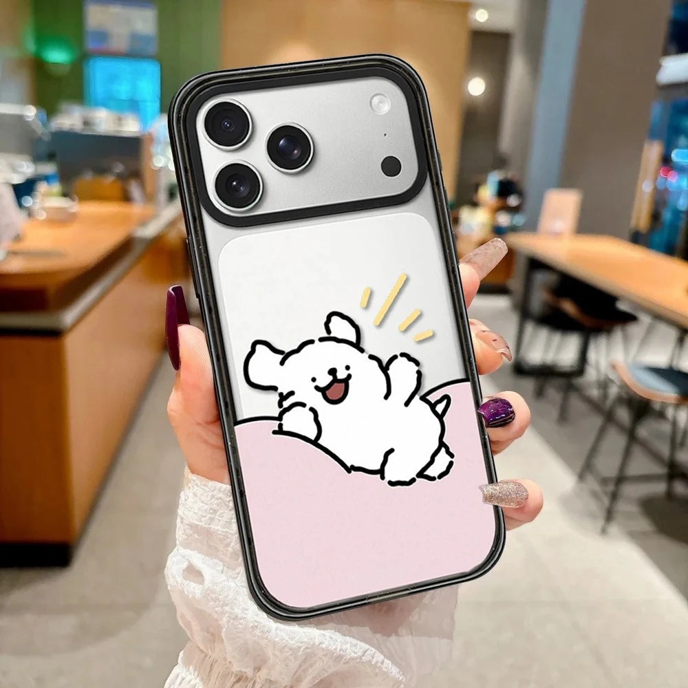Cartoon Running Line Dog Impact Black Border Magnetic Phone Case Cover for IPhone 13 14 15 16 17 Pro Max Case for IPhone Air
